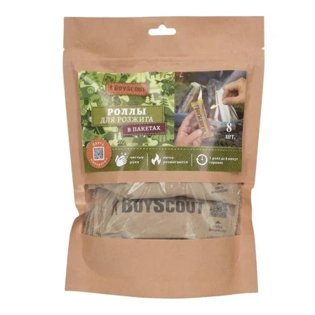 Роллы для розжига в инд. упаковке, 8шт в пакете дойпак Boyscout 61626 *1/20