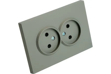 Розетка 2-м "Эмили" с защитной шторкой б/з 250В 16А платиново-серый soft touch RST16-5116-10 Stekker
