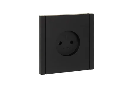 Розетка 1-м СП "Forte&Plano" FP118 10А без заземл. без защ. шторок винт. крепл. черный IEK FP-R10-10