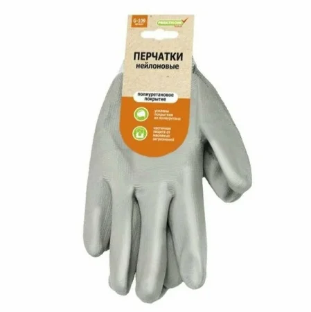 Перчатки нейлон облив полеуретан серые 60гр Praktische Home G-109 П5200