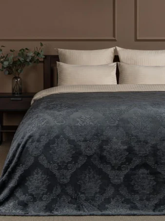 Плед Texrepublic фланель тиснёный 200х220см TF FNE DKGY1 2022 d-дамаск 19-3910