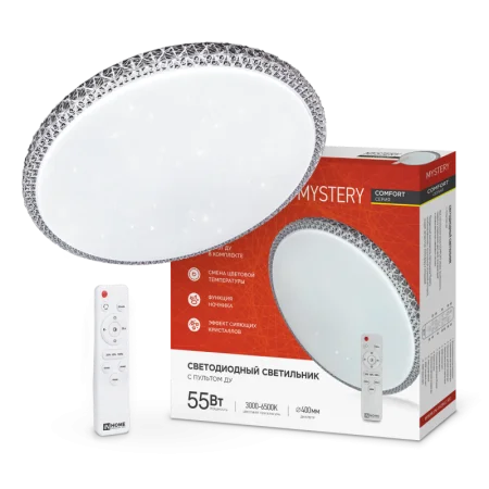 Светильник светодиодный COMFORT MYSTERY 55Вт 3000-6500К 4400лм 230В 400х70мм с пультом ДУ 4690612034