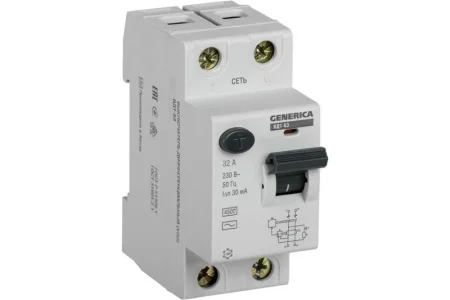 Устройство защитного отключения ВД1-63 2Р 32А 30мА GENERICA ИЭК MDV15-2-032-030