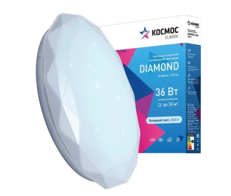 Светильник светодиодный Classic DIAMOND 36Вт 230В 6500К 2340лм 368х65мм настенно-потолочный KCDiam36