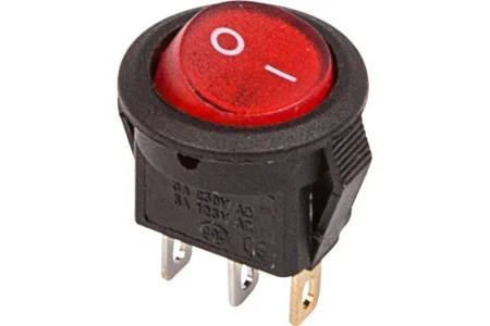 Выключатель клавишный круглый RWB-106 SC-214 250В 3А (3с) ON-OFF красн. с подсветкой Micro (инд. упа