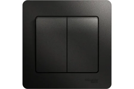 Выключатель 2-кл СП "Glossa" 10А IP20 (сх. 5) 10AX в сборе антрацит SE GSL000752