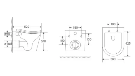 Унитаз подвесной D&K Bamberg DT1556516 безободковый торнадо, сиденье микролифт, белый