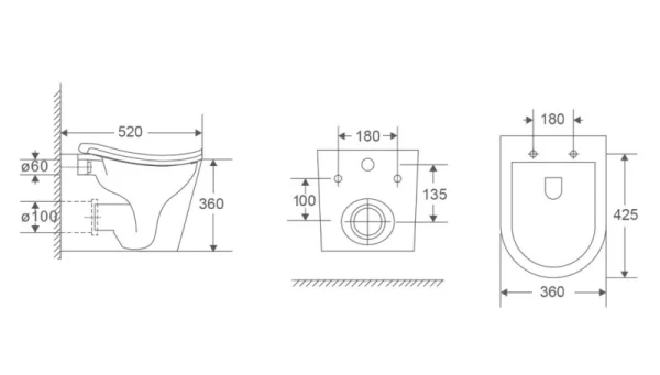 Унитаз подвесной D&K Bamberg DT1556516 безободковый торнадо, сиденье микролифт, белый