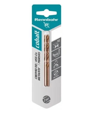 Сверло по металлу ЦХ, 4,2х75мм, HSS-Co, Р6М5К5, уп-2шт. Rennbohr Cobalt Card 668042 *1