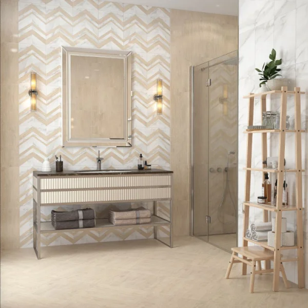 Плитка облицовочная Керамин Иматра 3Д 275х400мм 1уп=1,65м2 1п=59,4м2 бело-бежевый