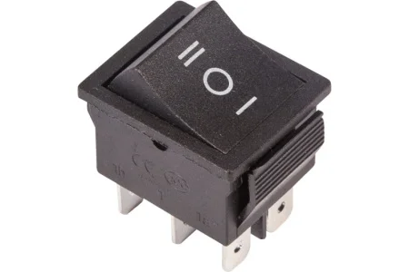 Выключатель клавишный RWB-508 SC-767 250В 15А (6с) ON-OFF-ON черн. с нейтралью блист. 06-0308-B (Rex