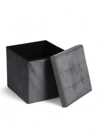 Пуф с ящиком 38х38х38см велюр 10 серый, нагрузка 120кг 10881142