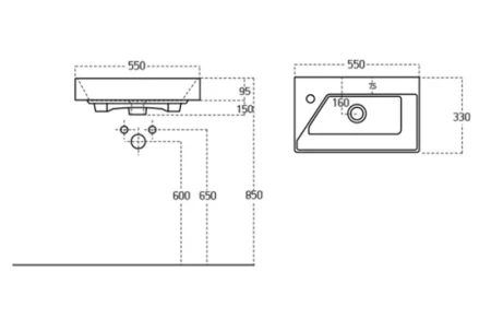 Раковина Слим Синерджи 55, белая 17055-KL