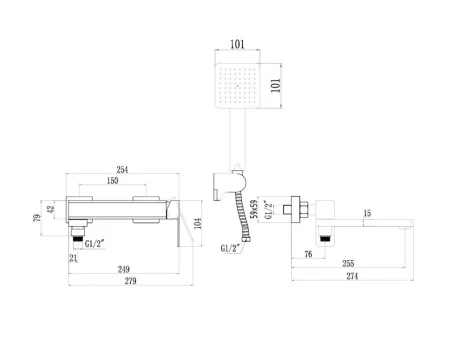 Смеситель для ванны Fmark FS8724-22Q графит