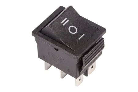 Выключатель клавишный RWB-508 SC-767 250В 15А (6с) ON-OFF-ON черн. с нейтралью (инд. упак.) 36-2370-