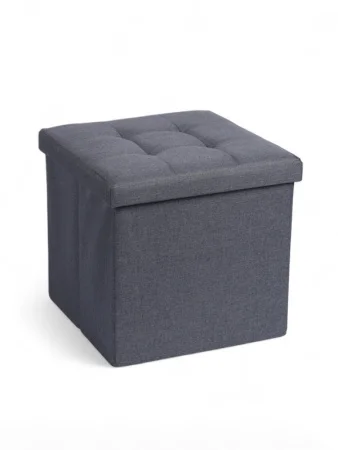 Пуф с ящиком 38х38х38см рогожка 722-9 серый, нагрузка 120 кг 10881138
