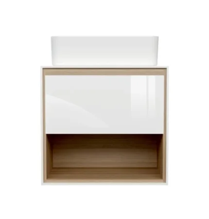 Тумба под раковину подвесная Cersanit Louna 60 SP-SZ-LOU60-BL/Wh со столешницей белый