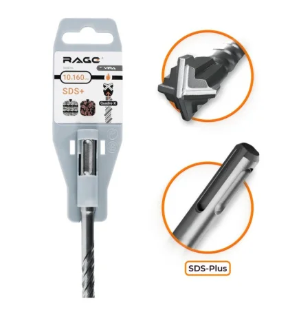 Бур по бетону 10х160мм SDS-plus Quadro-X RAGE by VIRA 566016 *1