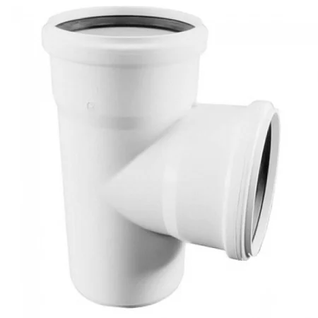 Тройник белый бесшумный D50х50 90гр