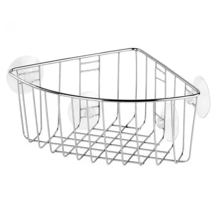 Корзинка для ванной комнаты металл угловая 18,5х18,5х10см хром на присосках Cozy CB-1