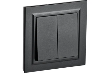 Выключатель 2-кл СП "Brite" ВСР10-2-0-БрЧ 10А в сборе черный IEK BR-V20-0-10-K02-F