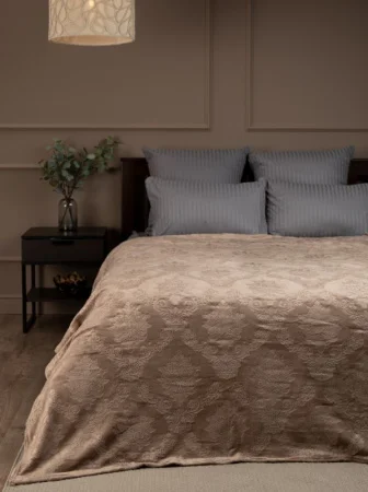 Плед Texrepublic фланель тиснёный 200х220см TF FNE BR2 2022 d-дамаск 18-1017