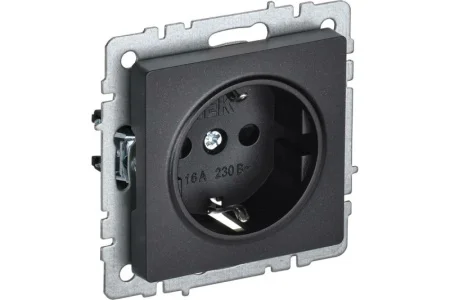 Розетка 1-м "Brite" РС11-1-0-БрЧ 16А с заземл. без защ. шторки механизм черный IEK BR-R11-16-K02