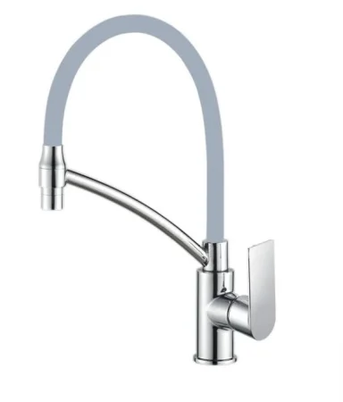 Смеситель для кухни одноручный с гибким изливом Haiba HB72505 серый