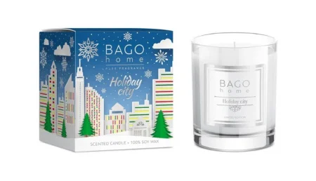 Свеча ароматическая Праздничный город в стекле 132г BNY0306 BAGO home *1