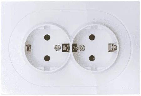 Розетка 2-м OSEN с/з ПБТ белый Lezard 743-0200-127B *1/10/120