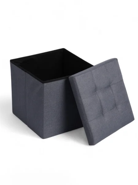 Пуф с ящиком 38х38х38см рогожка 722-9 серый, нагрузка 120 кг 10881138