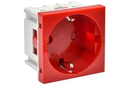 Розетка 1-м 2мод. РКС-20-32-П-К 45х45 с заземл. красн. PRIMER IEK CKK-40D-RSZK2-K04-K