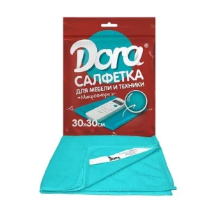 Салфетка микрофибра Dora "Для мебели и бытовой техники" 30х30см 2001-005-80 МАЛИБРИ *1/80