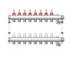 Коллекторная группа STI нерж.сталь 1 "х8 вых. Евроконус 3/4 в сборе со встр. расходомерами *1/4