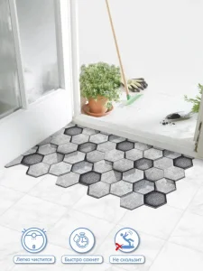 Коврик влаговпитывающий SHAHINTEX DIGITAL PRINT (11) "Соты" 50х80см дымчато-серый *1