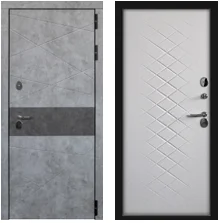 Дверь металлическая ДАКАР ТЕРМО(черный муар/бетон лофт/вставка графит/софт белый/ наличник фрез) 860 левая
