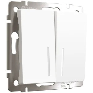 Выключатель Werkel двухклавишный с подсветкой (белый матовый) W1120161