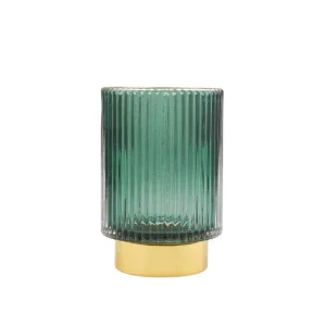 Декоративный подсвечник из цветного рельефного стекла, Д85 Ш85 В130, зеленый Star-14