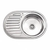 Мойка LEDEME врезн. овальная  из нерж. стали ПРАВАЯ, глянцевая, глубина 170мм, толщина 0,6 мм, с сиф