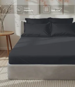 Простыня на резинке "Этель" Сarbon 140*200+30 см , 100% хлопок, перкаль (300 нитей) 10682995