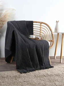 Плед вафельный Этель 220*240 см, цв.серый, хлопок 100%, 350гр   10666535