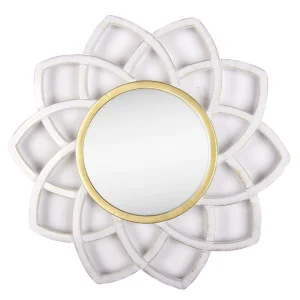 Зеркало интерьерное настенное, корпус круг с лепестками d=49,5см, белый с золотом 5046-Z1 *1/5