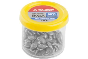 ЗУБР  ВУДА, (Sn12.5, Pb25, Cd12, 5Bi50 ), 60°C, 50 г, легкоплавкий сплав в гранулах (55458-050)