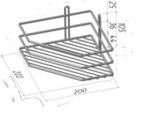 Полка угловая 1-яр трапеция хром 20х20х10,5см П0001566 *2/10
