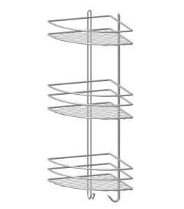 Полка угловая 3-яр "Proffero" 200х200х585мм с вешалками матовый хром П0002065 *1