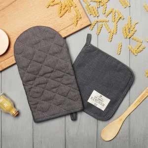 Набор кух. Этель ECO light grey: варежка 15х28см, прихватка 19х19см, 100% лён, 245 г/м2 10245291