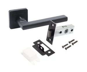 Ручка дверная АЛЛЮР АРТ ВЕНСАН BL+L45-8 BL (26150/S45) с защелкой матовый черный