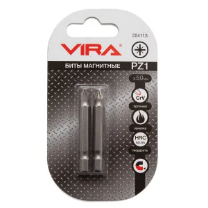 Бита PZ1x50мм сталь Cr-V хвостовик Е 1/4" магнитная уп-2шт Vira 554113 *1
