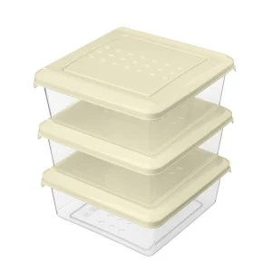 Комплект контейнеров для продуктов "Asti" квадратных 0,5л х 3 шт. (светло-бежевый)