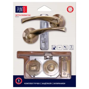 Комплект ручек PUNTO LM/A SET72R.TLK52.CRONA/HD ABG-6 с защелкой c запиранием бронза 45687 *1